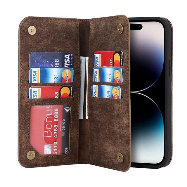 Leather Wallet Phone Case With Magnetic Charging