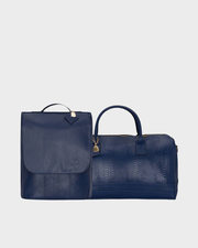 Navy Blue Apollo 1 Faux Snakeskin Travel Set