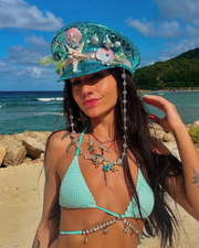 Festival Captain Hat | Sequin Mermaid Blue