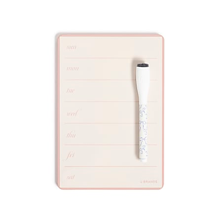 U Brands® Magnetic Weekly Dry-Erase Calendar Board, 5-1/2" x 8", Pink