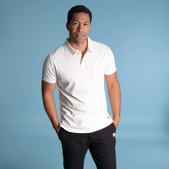 KAI 100% Organic Prima Cotton Golf Polo Shirt (OC Thread, OC Knit, Natural Tagua Nut Buttons, No Synthetics) (100% Biodegradable)