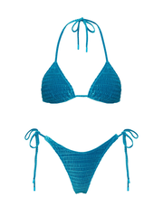 VINCA - MAURA Blue Velvet Triangle Bikini Set