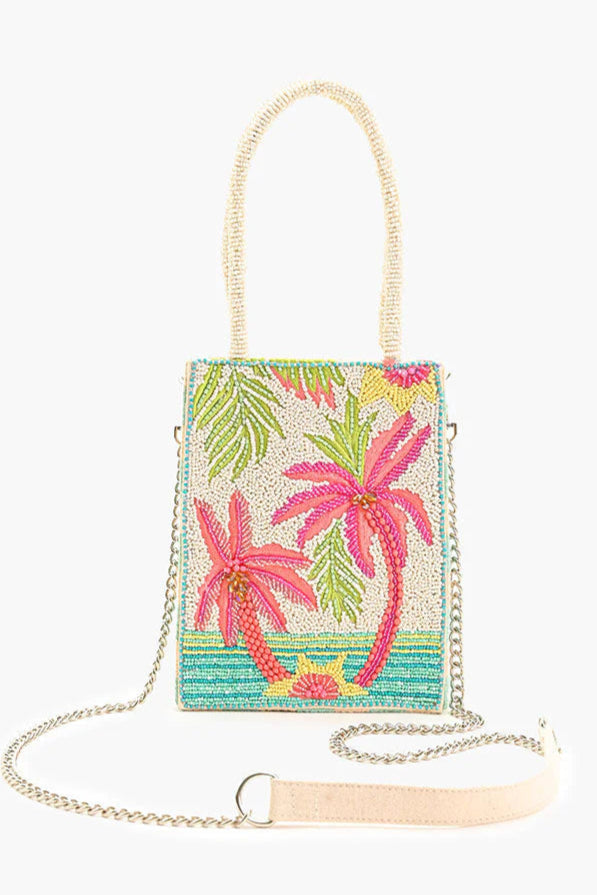 Palm Paradise Beaded Crossbody Bag