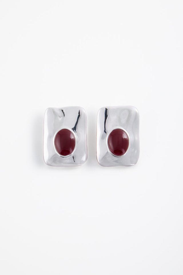 Hammer Stone Earring (Silver/Oxblood)
