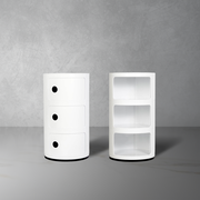 Compo Round Three-Tier Storage Table with Sliding Doors