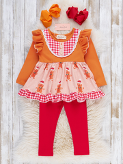Gingerbread Delight Plaid Ruffle Outfit