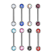 Front Facing Bezel CZ Nipple Barbell 16G