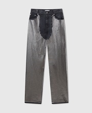 Mirror-Embellished Denim Chap Jeans