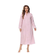 Xlarge Plush Pink Front Zipper Bathrobe