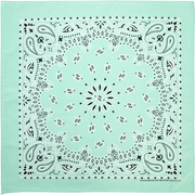 1 piece, Western Paisley Bandana - Made in USA 100% Cotton, Mint Green, 22" x 22" 