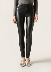 Thermal leather-effect pants
