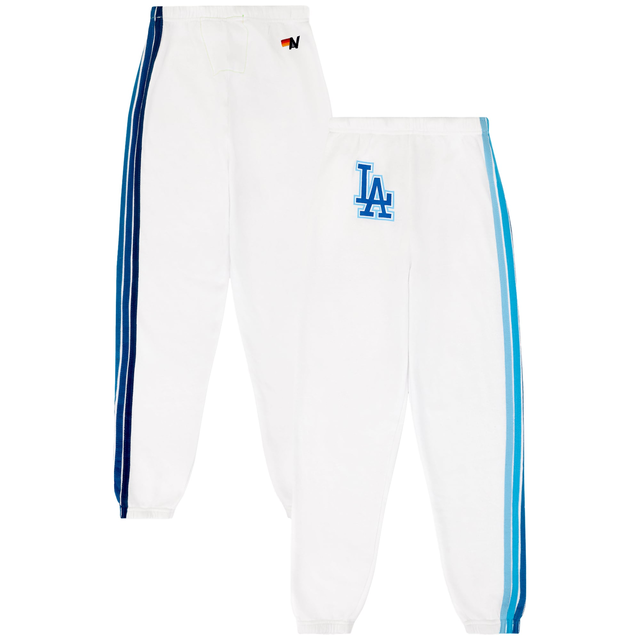 Unisex Los Angeles Dodgers Aviator Nation x MLB White Five-Stripe Tri-Blend Sweatpants