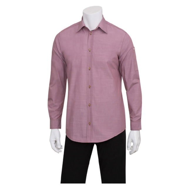 Chef Works SLMCH005-DUR-XS Dress Shirt XS Long Sleeve Roll-up Pocket Dusty Rose