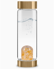 Crystal Water Bottle | Citrine, Clear Quartz & 24k Gold