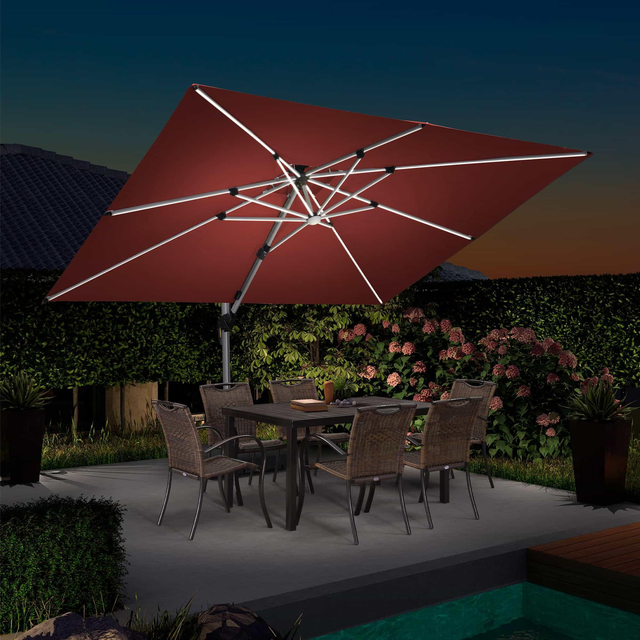 PURPLE LEAF Rectangle Outdoor Patio Umbrellas with Lights