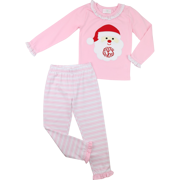 Pink Knit Applique Santa Pajamas