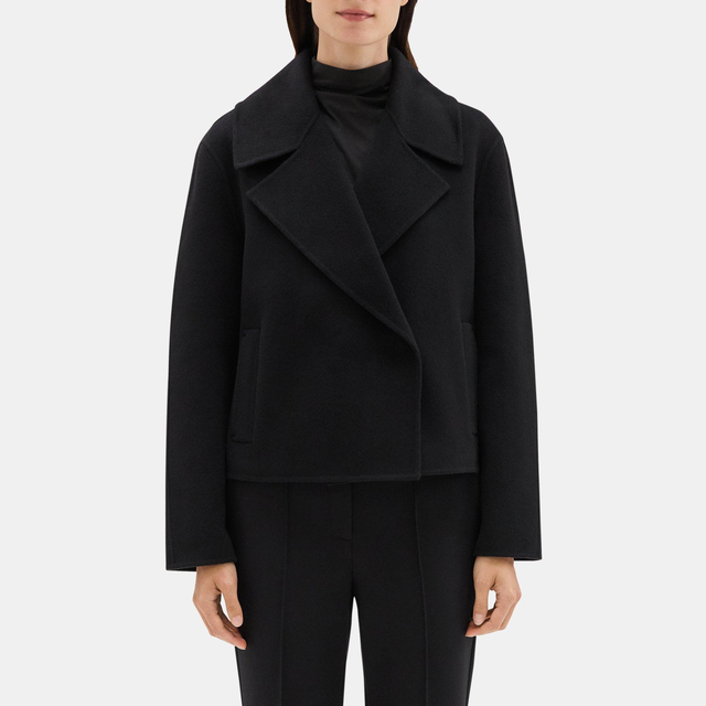 Double-Face Wool-Cashmere Cropped Coat | Theory Outlet