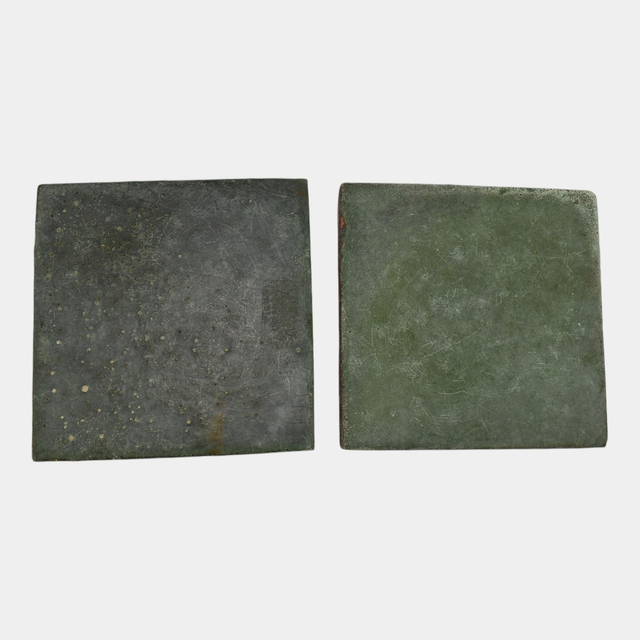 Grueby 1900s Vintage Arts and Crafts Pottery Matte Green Tiles Marked