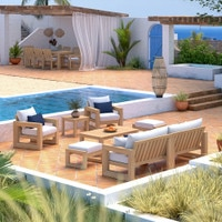 Benson™ 8 Piece Sunbrella® Outdoor Sofa & Club Chair Set - Bliss Ink FREE SHIPPING