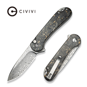 CIVIVI Button Lock Elementum II Flipper Knife Carbon Fiber & Resin Handle (2.96" Damascus Blade) C18062P-10