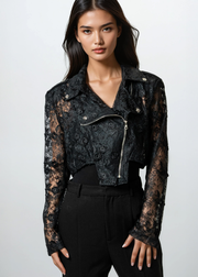 Cropped Lace Rider Jacket
