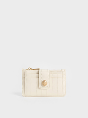 Cream Donna Crinkle-Effect Panelled Card Holder | CHARLES & KEITH