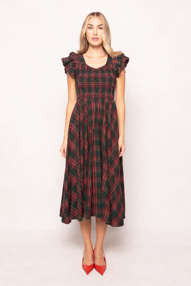 Hattie Dress in Green Plaid