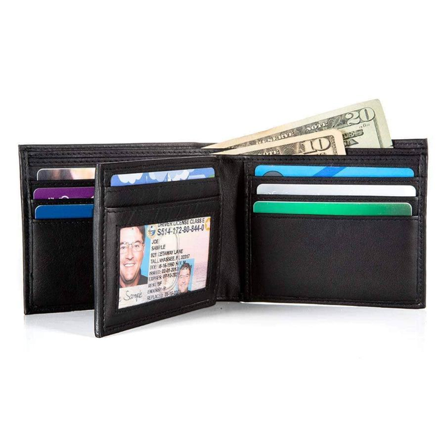 Mens RFID Wallet - 10 Slot Bifold Wallet with ID Window
