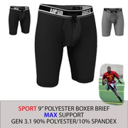 9 inch Polyester-Spandex Athletic Long Boxer Briefs MAX Support Underwear for Men