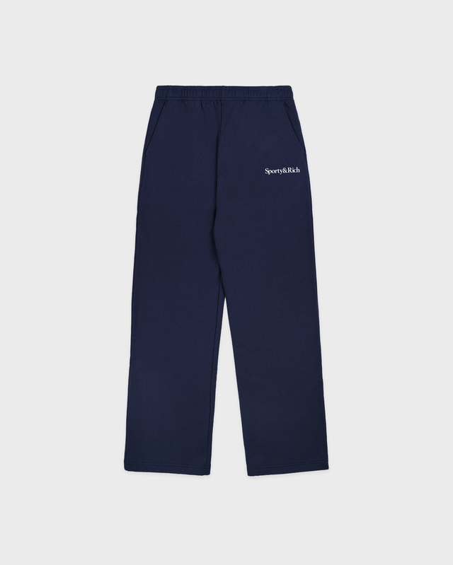 Serif Logo Wide Sweatpant - Navy/White