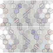 Recycled Hex Iridescent Glass Tile Silver (Two 6" X 12" Pieces)