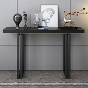 47" Entry Accent Table Narrow Console Table Black Solid Wood & Metal in Large