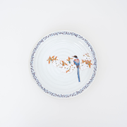 KUTANI WARE HANDMADE YOSHIDAYA SAKURA AND BIRD PLATE