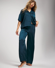 Jacquard Dot Satin Relaxed Pant