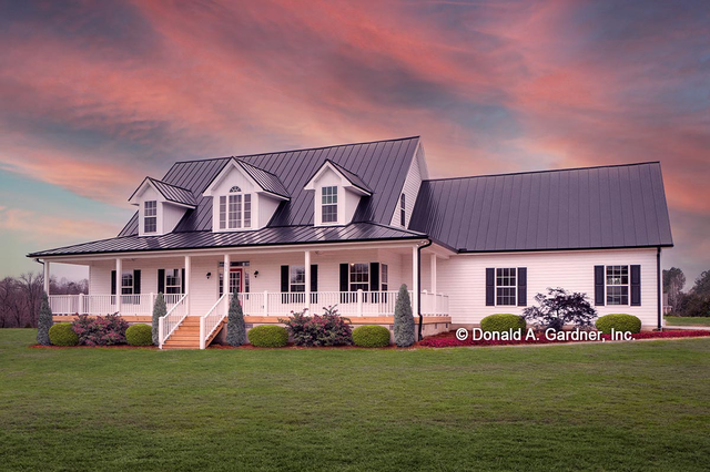 4-Bed Country Farmhouse Plan with 7'-Deep Porches Front and Back