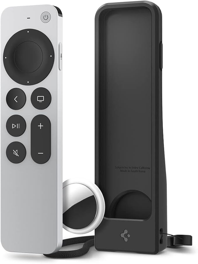 Spigen Silicone Fit Designed for Apple TV 4K 2021/2022 Siri Remote Anti-Slip Shockproof Case Compatible with AirTag - Black