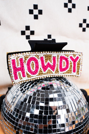 SALE! TIPI Pink 'Howdy' Sparkling Seed Bead Hair Claw