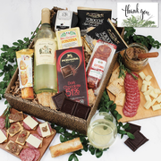 Mangia Con Gusto Italian White Wine & Antipasto Gift Box - Thank You