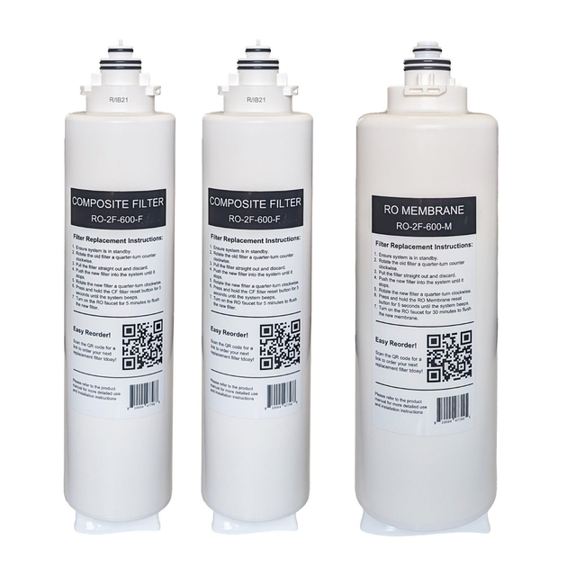 Replacement filter set for USWF RO-2F-600 tankless Reverse Osmosis System