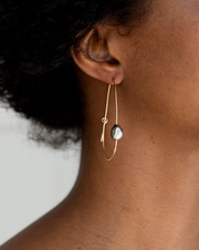 14K Keshi Pearl Egg Hoops