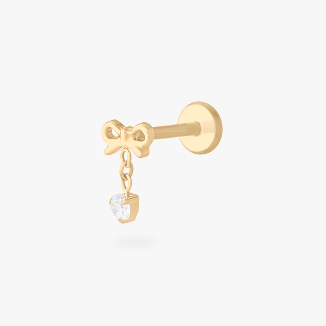 Bow CZ Dangle Flatback Stud