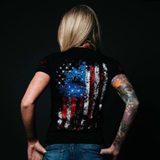 Women's Freedom Flag T-Shirt - Black
