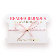 Pink Pearl Beaded Bow Bracelet