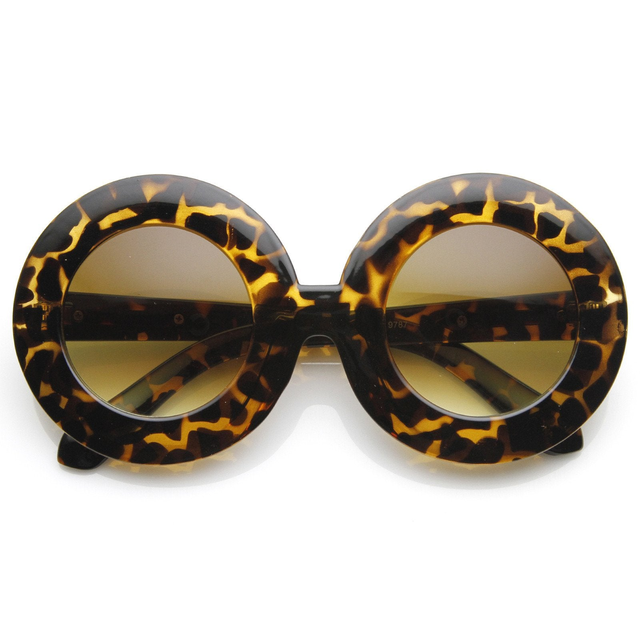 Women's Thick Oversize Designer Fashion Round Sunglasses