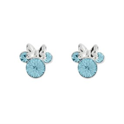 Disney Silver Minnie Blue Crystal Birthstone Stud Earrings - March - F6777