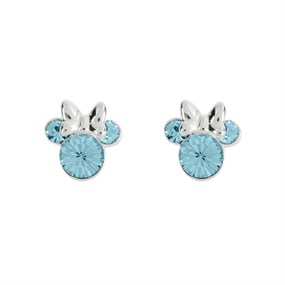 Disney Silver Minnie Blue Crystal Birthstone Stud Earrings - March - F6777