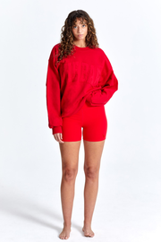 VARSITY BIKER SHORT RED