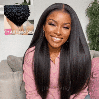 Julia Hair Yaki Straight Glueless New V Part Wig Human Hair Upgrade U Part No Leave Out Wig