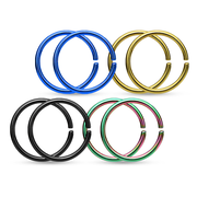 Bendable ring Value Pack 4 Pairs Surgical steel 16G 10mm  Cut rings good for Ear , Nose and more