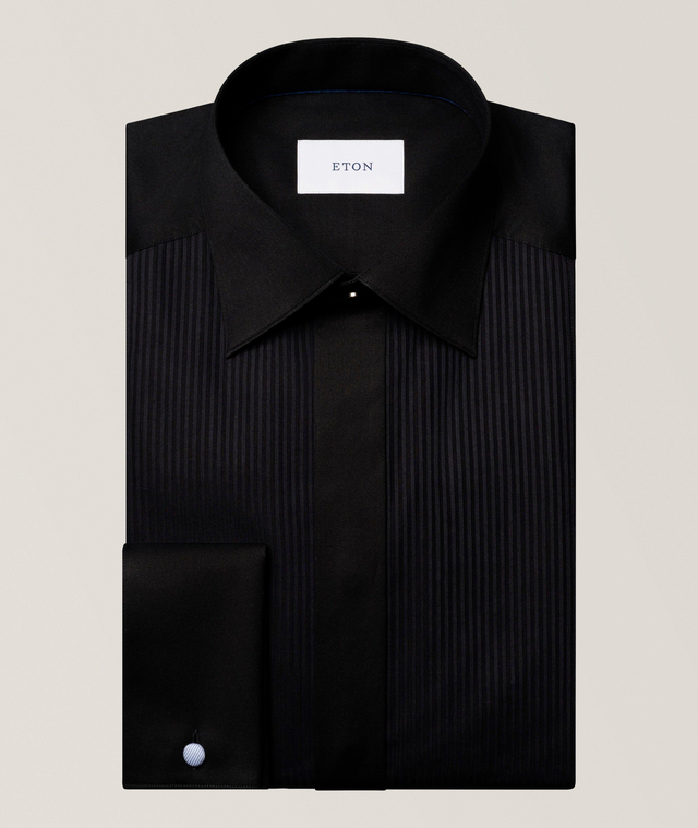 Slim-Fit Plissé Bib-Front Dress Shirt